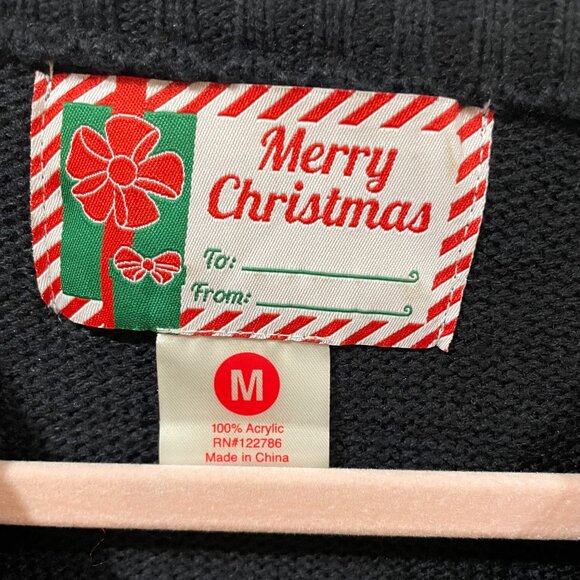 3D Merry Christmas Holiday Snowman Scarf Snowflake Sweater Size Medium Gift Tag - Picture 4 of 5